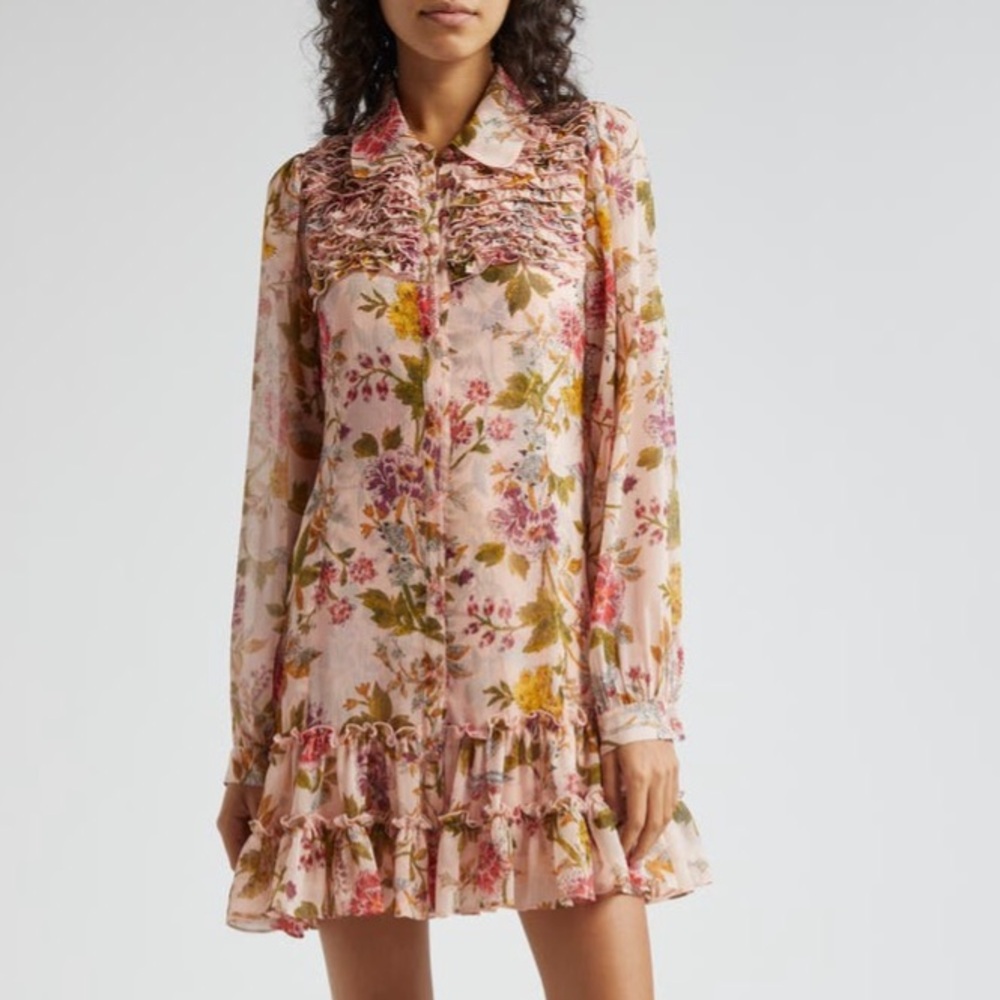 CINQ A SEPT $425 Barnes floral long sleeve mini dress S 4